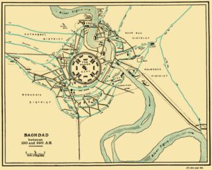 The Round city of Baghdad between 767 and 912 was the most important urban node along the Silk Road.