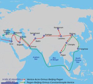 Map of Marco Polo's travels in 1271–1295